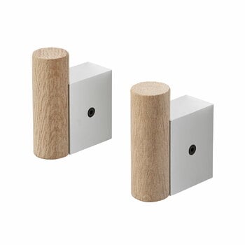 Ganci da parete, Gancio Attach, 2 pz, alluminio - rovere, Naturale