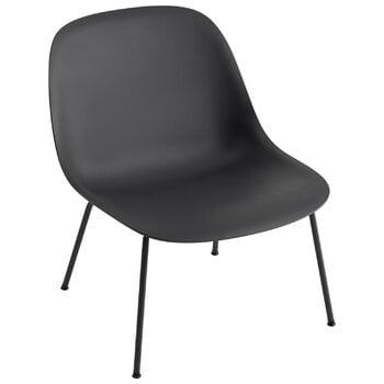 Muuto Poltrona Fiber, gambe in tubolare, nera