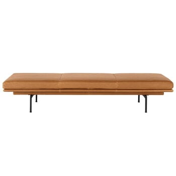 Muuto Outline daybed, cognac leather - black