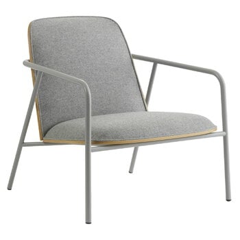 Armchairs & lounge chairs, Pad lounge chair low, grey steel - oak - Synergy LDS 16, Gray