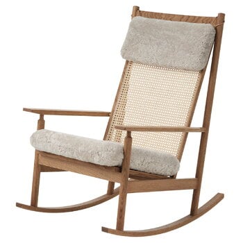 Sedie a dondolo, Sedia a dondolo Swing, teak - pelle di pecora Moonlight, Beige