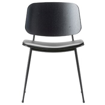 Fredericia Søborg 3061 stol, svart stålbas, svart ek - svart läder