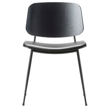 Fredericia Søborg chair 3061,  black steel base, black oak - black leather, product image