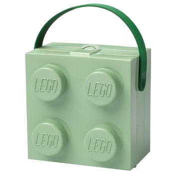 Portapranzo, Contenitore portapranzo Lego con manico, verde sabbia, Verde