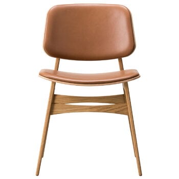 Fredericia Søborg 3052 stol, träbas, lackad ek - cognacläder