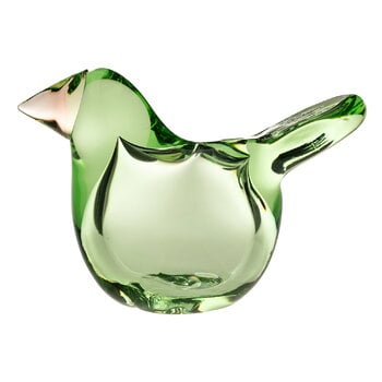 Art glass, Birds by Toikka Flycatcher, apple green - salmon pink, Green