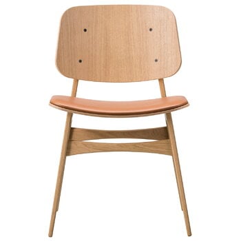 Fredericia Søborg 3051 stol, träbas, lackad ek - cognacläder