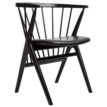 Dining chairs, No 8 chair, black oak - black leather, Black