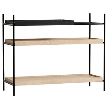 Woud Tray shelf, low, 1 black - 2 oak
