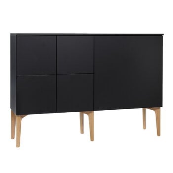 Cassettiere e credenze, Credenza Fuuga, 128 cm, nero - rovere, Nero