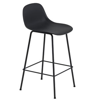 Muuto Fiber barstol med ryggstöd, rörbas, svart
