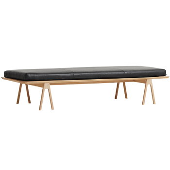 Woud Level daybed, white pigmented oak - black leather