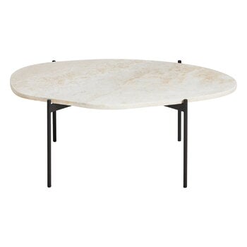 Woud Table d'appoint La Terra, L, travertin ivoire - noir