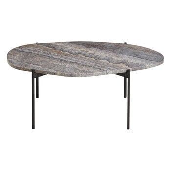 Woud Table d'appoint La Terra, L, travertin grey melange - noir