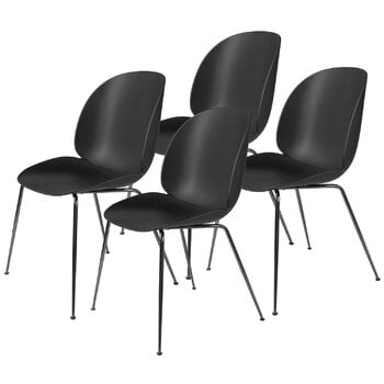 GUBI Beetle chair, black chrome - black, set of 4