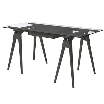 Tables de bureau, Bureau Arco avec tiroir, noir, Noir