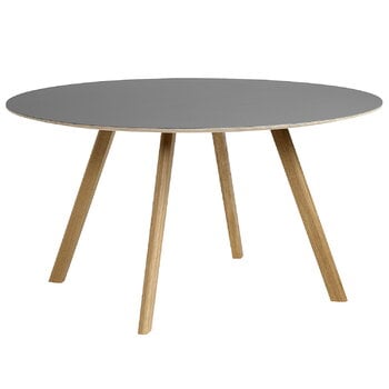 HAY CPH25 table round, 140 cm, lacquered oak - grey lino