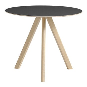 HAY Table ronde CPH20, 90 cm, chêne laqué - linoléum noir