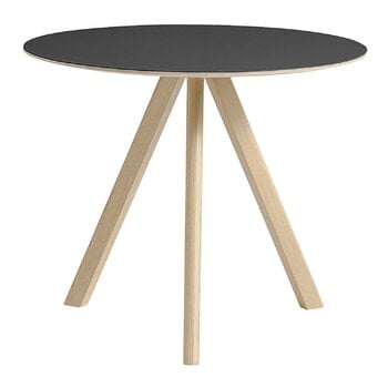 Tavoli da pranzo, Tavolo rotondo CPH20, 90 cm, rovere laccato - lino nero, Nero