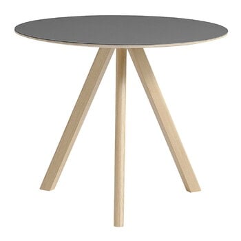 HAY CPH20 round table, 90 cm, lacquered oak - grey lino