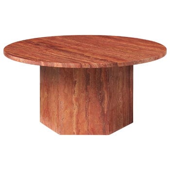 Tables basses, Table basse ronde Epic, 80 cm, travertin rouge, Rouge