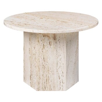 GUBI Epic coffee table, round, 60 cm, white travertine