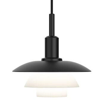 Pendant lamps, PH 3/3 pendant, black metal - opal glass, White