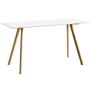 HAY Table haute CPH30, 200 x 80 cm, chêne laqué - linoléum blanc cas