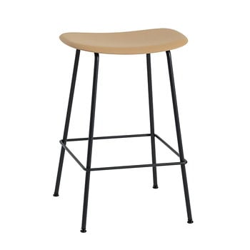 Muuto Fiber counter stool, 65 cm, tube base, ochre - black