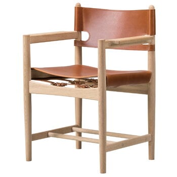 Sedie da pranzo, The Spanish Dining Chair con braccioli, pelle cognac, Marrone