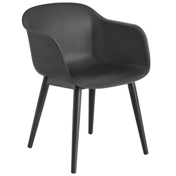 Muuto Fiber tuoli käsinojilla, puujalat, musta