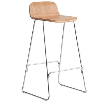 Tabourets et chaises de bar, Tabouret Just Barstool 75 cm, avec dossier, chêne - chromé, Naturel