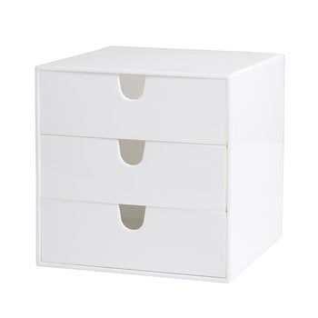 Storage containers, 3-drawer box, white, White