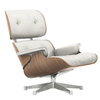 Vitra Eames Lounge Chair, ny storlek, vit valnöt - vitt skinn