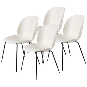 GUBI Beetle tuoli, mattamusta - alabaster white, 4 kpl setti