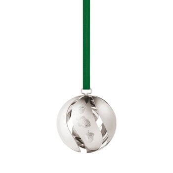 Holiday decorations, Collectable ornament 2023, ball, palladium plated brass, Silver