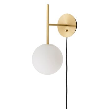 Wall lamps, TR Bulb suspended wall lamp, brushed brass - matte opal, Gold