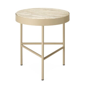 Tables d’appoint et bouts de canapé, Table d'appoint moyenne Travertine, cashmere, Naturel