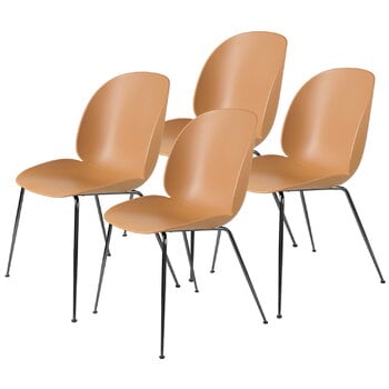 GUBI Beetle tuoli,  musta kromi - amber brown, 4 kpl setti