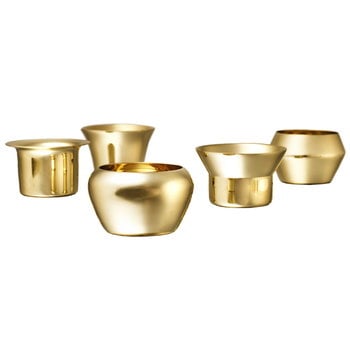 Portacandeline, Portacandela Kin set di 5, ottone, Oro