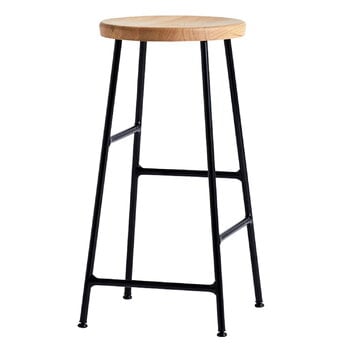 HAY Cornet bar stool, low, soft black - oiled oak seat, product image