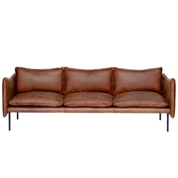 Sohvat, Tiki 3-istuttava sohva, musta teräs - vintage rangers nahka, Ruskea