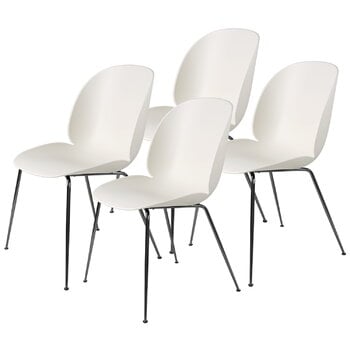 GUBI Beetle chair, black chrome - alabaster white, set of 4