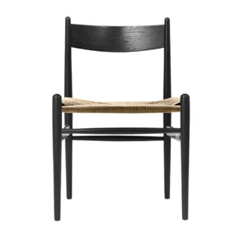 Dining chairs, CH36 chair, black - natural cord, Black