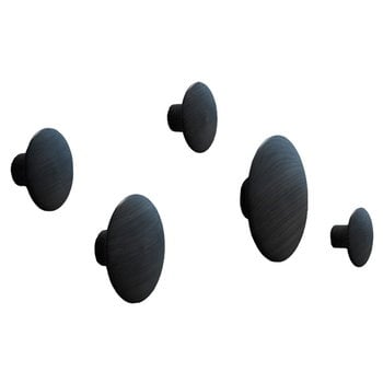 Muuto Dots Wood coat hooks, set of 5, black