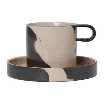 Tazze, Tazza e piattino Inlay, sabbia - marrone, Naturale