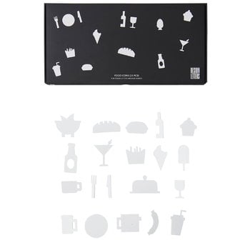 Design Letters Pictogrammes de cuisine pour tableau d'affichage, blanc