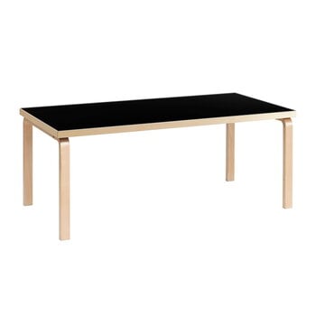 Dining tables, Aalto table 83, birch - black linoleum, Black