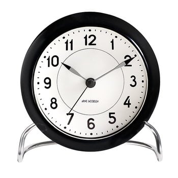 Arne Jacobsen AJ Station table clock with alarm, black, product image