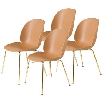 GUBI Beetle chair, brass - amber brown, set of 4